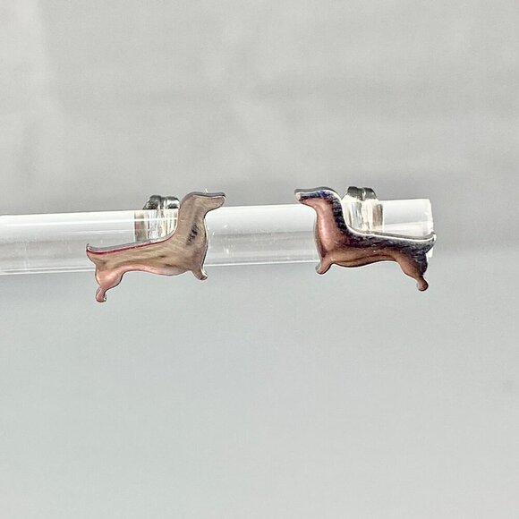 Tiny Dachshund Dog Stud Earrings Stainless Steel - Picture 3 of 7
